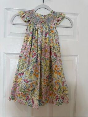 Le Za Me Smocked Floral Cap-Sleeve Little Girls Dress - Pink, Yellow & Cream